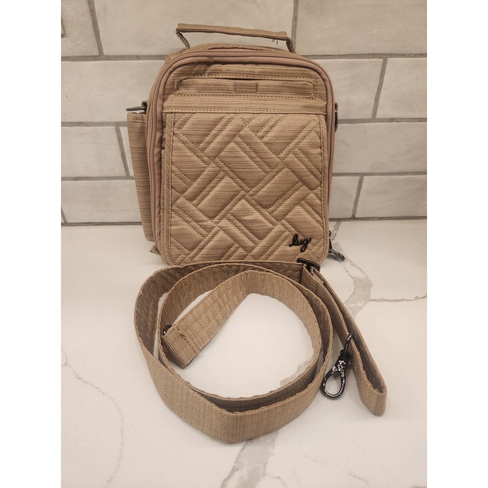 Lug Flapper SE Convertible Crossbody Bag Brushed Gold Waterbottle Pocket 8.5x5x3